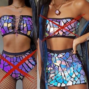 Fractal Witch iridescent skirt & tube top set